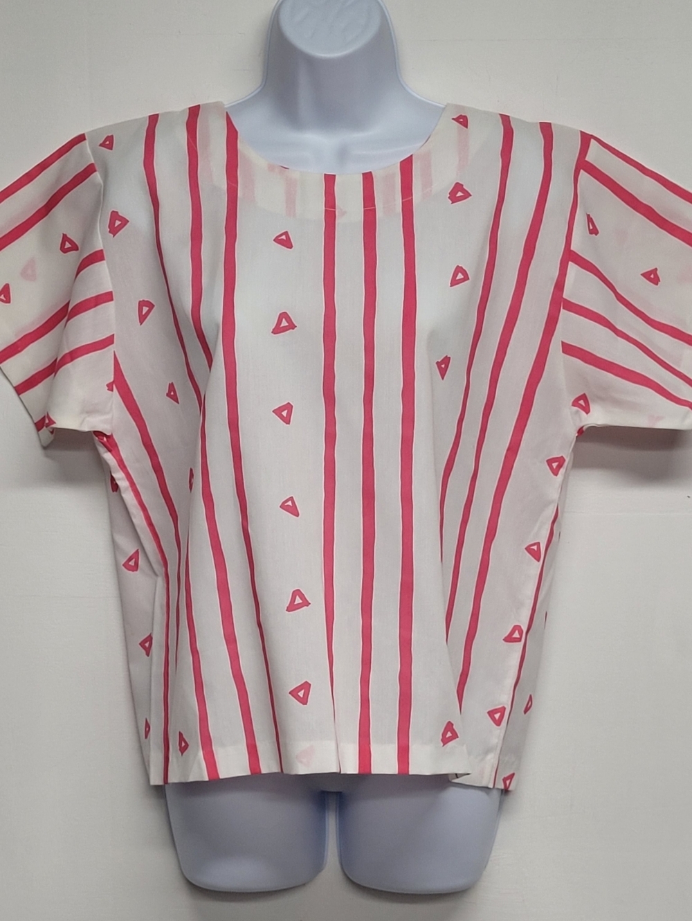 J.M.P. Fashions M Short Sleeve Top Striped 100% Cotton Vintage